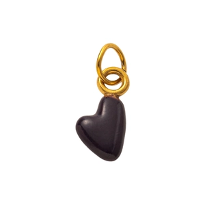 Deep purple heart pendant with gold dual loops for DIY jewelry, minimalist aesthetic style