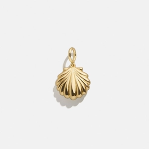 Pendentif coquillage en acier inoxydable plaqué or 18 carats avec rainures radiales