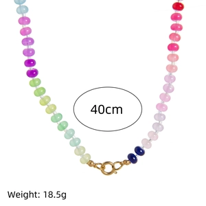 Colorful beaded necklace close-up showing 40cm length and 18.5g weight details