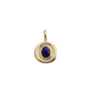 Detailed close-up of 18K gold plated stainless steel pendant with lapis lazuli stone