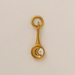 Colgante de huevo frito en acero inoxidable chapado en oro 18K para joyería artesanal