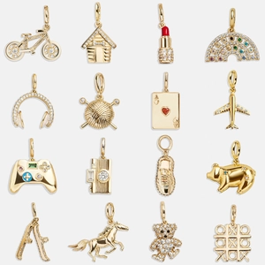 18K Gold Plated Stainless Steel Life Series Pendant Necklace For Women Men Zirconia Inlaid Daily Objects Enamel Charm Necklace Fashion Jewelry Gift