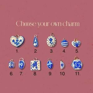 Collana con Ciondolo in Ceramica Stile Porcellana Blu e Bianca Vintage Catena in Acciaio Inossidabile Placcato Oro Gioielli Donna