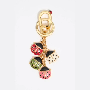 Détail d'un porte-clés coccinelle créatif avec pendentifs en émail coloré et matériel doré