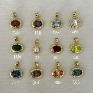 Stainless Steel 18K Gold Plated 12 Month Birthstone Pendant Necklace For Women Vintage Flower DIY Chain Necklaces Jewelry