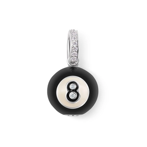 Pendentif boule de billard n°8 à la mode avec émail noir et zircons brillants