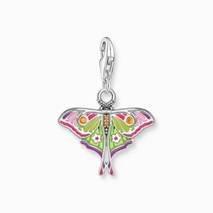 Exquisite 18K silver butterfly pendant with colorful enamel wings and lobster clasp