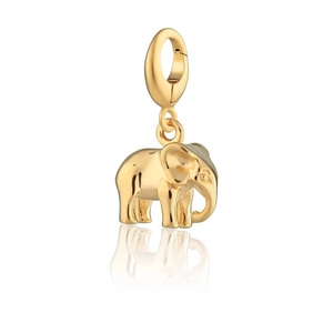 Gouden olifant hanger van gepolijst 18K verguld roestvrij staal met karabijnhaak