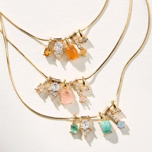 Vintage 14K Gold Plated Copper Pendant Necklace For Women Multicolor Rhinestone Gemstone Series DIY Fashion Jewelry Necklaces Gift