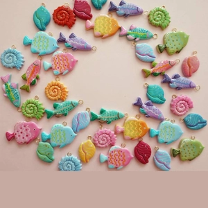 Fashion Gold Plated Copper Marine Animal Fish Shell Pendants DIY Jewelry Accessories Colorful Charms For Women Necklaces