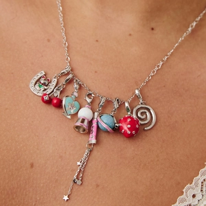 18K Vergoldet Edelstahl Herz Vierblättriges Kleeblatt Kirsche Anhänger Halskette Für Damen Vintage Emaille DIY Schmuck