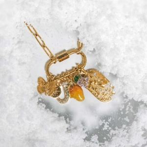 Collier en acier inoxydable plaqué or 18K avec pendentifs en zircon multicolore
