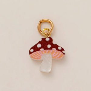 Pendentif champignon rouge plaqué or 18K chic avec pois blancs pour bijoux DIY