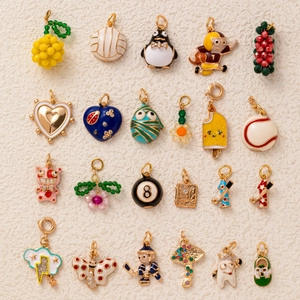 18K Verguld Koper Emaille Pinguïn Citroen Honkbal Charms Roestvrijstalen Ketting Ketting Strass DIY Sieraden Maken Hangers