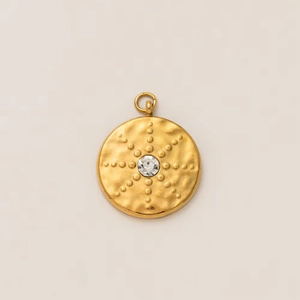 Collier avec pendentif soleil en acier inoxydable plaqué or 18k et oxyde de zirconium