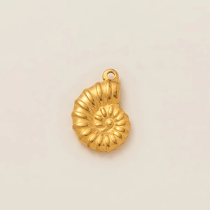 Ciondolo nautilus in acciaio inossidabile placcato oro 18K con trama a spirale realistica