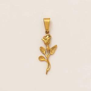 Polished 18K gold plated stainless steel rose flower pendant for DIY jewelry making