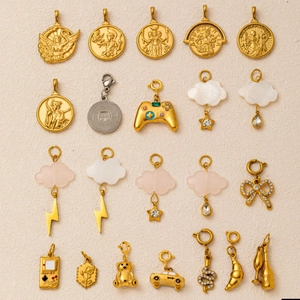 Roestvrijstalen Vintage Hanger Ketting Voor Dames Verguld Strass Strik Wolk Spelcomputer Charm Mode-Sieraden