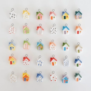 Handmade house pendant set in 30 styles with 18K gold plated hooks for jewelry making