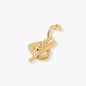 18K gouden honkbal hanger met fonkelende kristallen op de handschoen en knuppel
