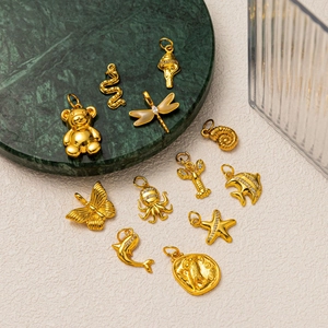 Minimalist 18K gold plated animal pendants including dragonfly butterfly and snake designs