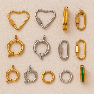 Retro Stainless Steel Eighteen Karat Gold Plated DIY Jewelry Connectors Sailor Clasp Heart Carabiner Link Pendant Necklace Bracelet Chain Accessories For Women