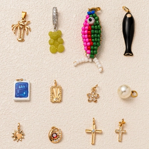 Minimalistische Ozean Serie Kupfer Edelstahl Anhänger Halskette Kokospalme Fisch Sonne Kreuz Strass Künstliche Perle Urlaub Schmuck
