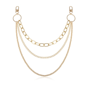 Dreilagige goldene Hip-Hop Metall-Taillenkette mit Karabinerverschlüssen und Ringen