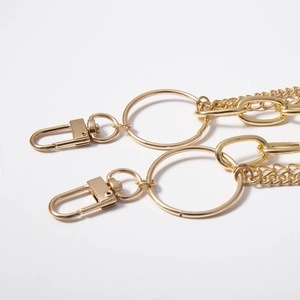 Punk-Stil mehrlagige goldene Metall-Hüftkette mit großen Ringen und Karabinerverschlüssen