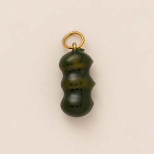 Pendente avocado verde scuro in acciaio inossidabile lucido con anello dorato