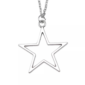 Minimalist silver hollow star pendant necklace with fine chain for women fashion