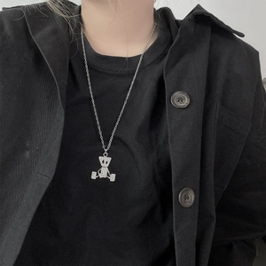 Hip Hop Edelstahl Roboter Puppe Anhänger Halskette Für Herren Damen Strass Eingelegt Lange Boxkette Mode Schmuck