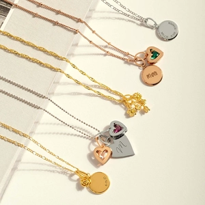 Customized floral necklaces in gold and silver finish with engraved charms for women