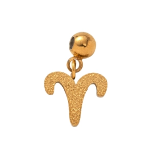 Gold Aries zodiac pendant made of stainless steel with polished beads and frosted finish