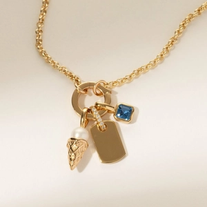 Collier Pendentif en Cuivre Plaqué Or Zirconium Künstliche Perle Coeur Étoile Champignon Nourriture Bijoux DIY pour Femme Pierre de Naissance