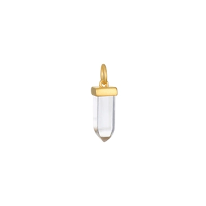 18K gold plated stainless steel hexagonal crystal pillar pendant necklace with gold clasp