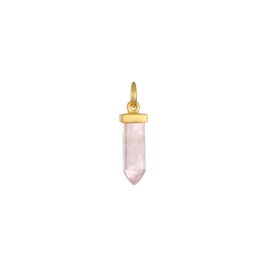 Minimalist 18K gold plated stainless steel pink rose quartz hexagonal pillar pendant necklace