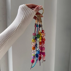 Ins Style Rainbow Beaded Keychain Cute Resin Heart Star Smiley Face Cloud Alphabet Bead Bag Charm For Women Girl Phone Lanyard