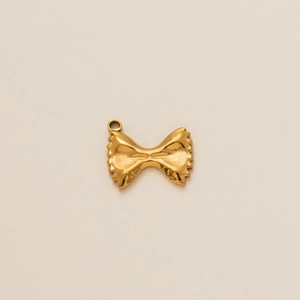 Gouden Italiaanse Farfalle pasta metalen hanger met gepolijste gekartelde randen