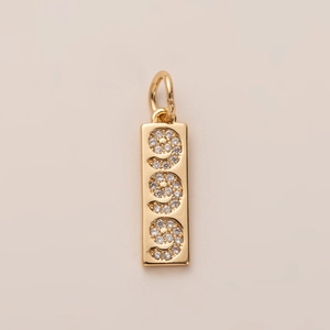 18K gold plated rectangular pendant necklace with sparkling zircon spiral inlay design