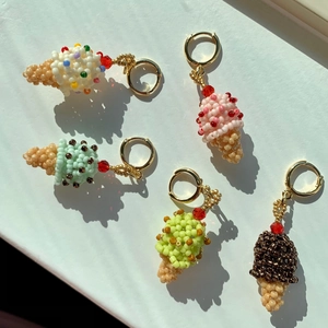 Collier Pendentif Glace Fait Main en Perles pour Femmes Filles Été DIY Multicolore Perles de Rocaille Alliage Bijoux Cadeau