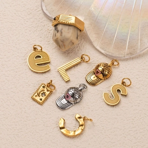 Stainless Steel DIY Fashion Letter Hat Pendant Necklace With Rhinestone Electroplated Bohemian Vintage Style Women Jewelry Accessory