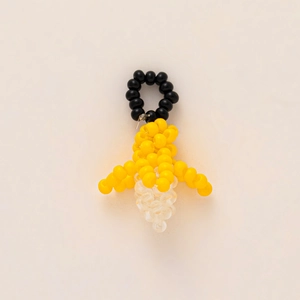 Pendentif banane fait main en perles jaunes et blanches pour accessoires de sac
