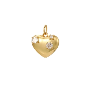Elegant 18K gold plated stainless steel heart pendant necklace with three cubic zirconia stones