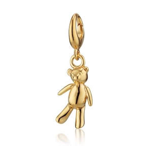 3D-Teddybär-Anhänger aus 18K vergoldetem Edelstahl mit praktischem Karabiner