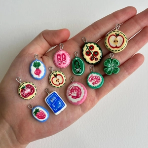 Colgantes De Cobre Pintados A Mano De Dibujos Animados Lindos Frutas Comida Tulipán Colgantes Para DIY Joyería Hacer Collar Pendientes Accesorios