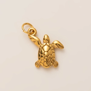 Goldener Schildkröten-Anhänger aus Edelstahl mit graviertem Panzer für DIY-Halsketten