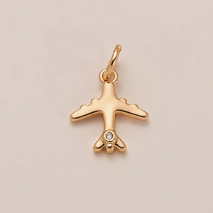 Pendentif avion doré poli avec cristal étincelant pour colliers et bijoux de mode