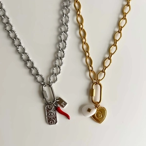 18K gold and silver stainless steel chains with letter charms and star pendants