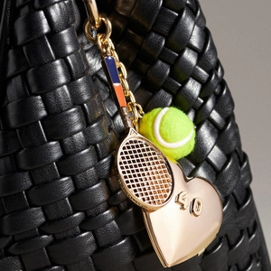 Porte-clés Raquette de Tennis Pendentif Cœur Künstliche Perle Corde Tressée Bijou de Sac DIY Chaussure Porte-clef Métal Bijoux Femme